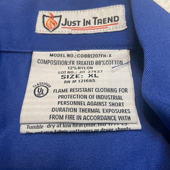 JUST IN TREND NWT Size XL Flame Resistant Long Sleeve Coveralls - Picture 8 of 10